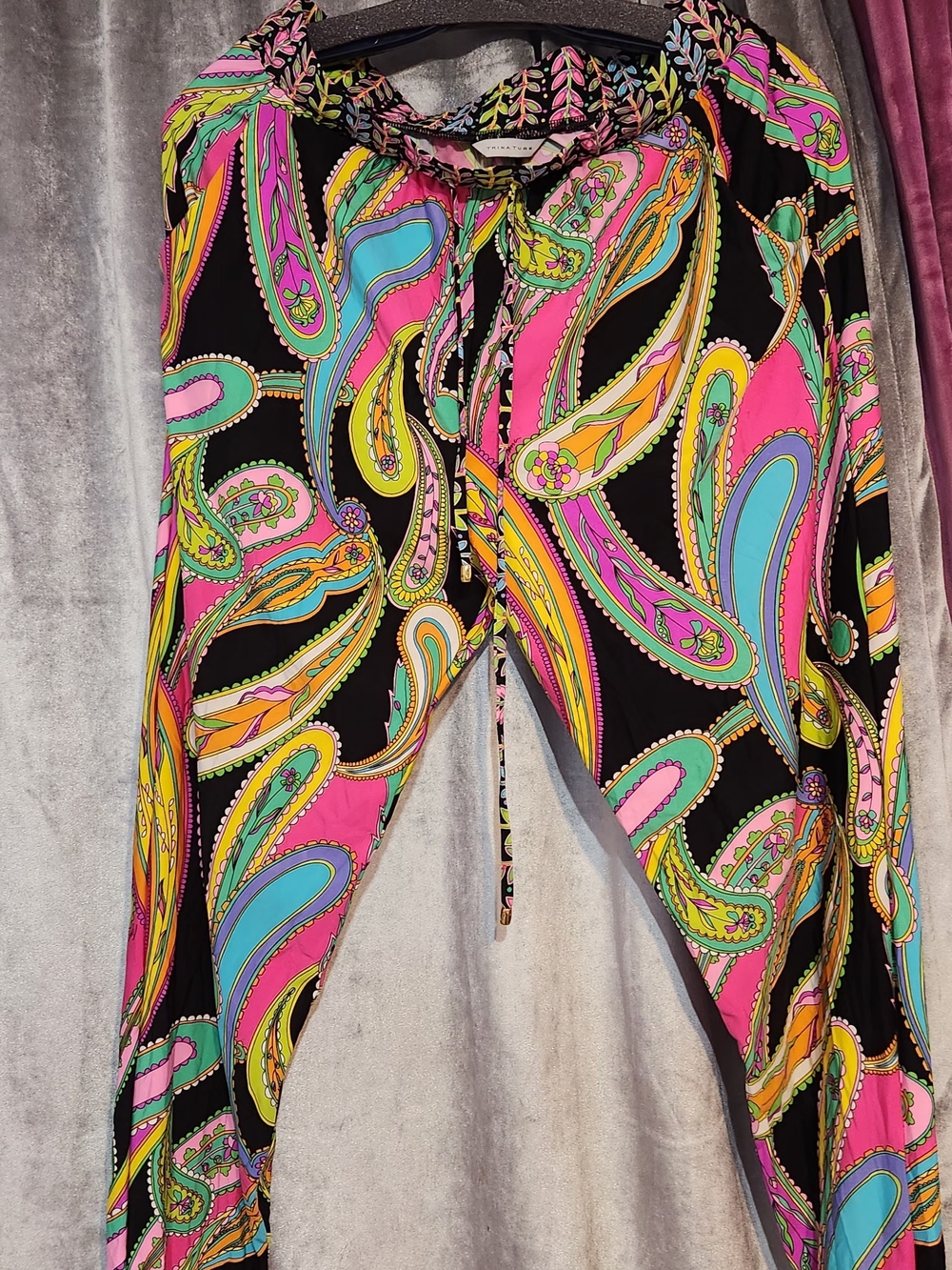 Women’s Paisley Drawstring Swim Cover-Up Pants - Pink Multi